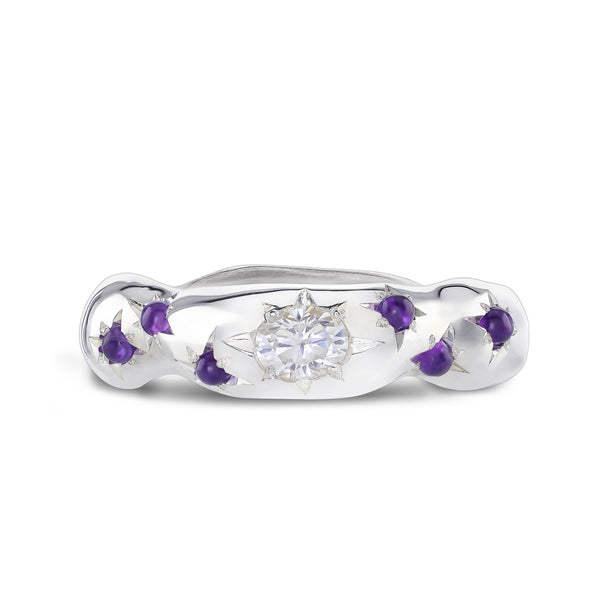 Amethyst and moissanite